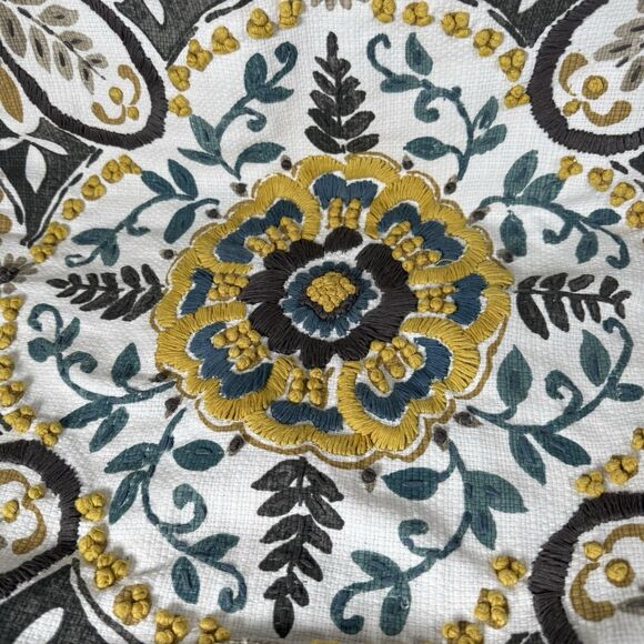 Yellow Embroidered Claudia Pillow Covers 20x20 (Set Of 2) Kirkland's Floral - Picture 3 of 16